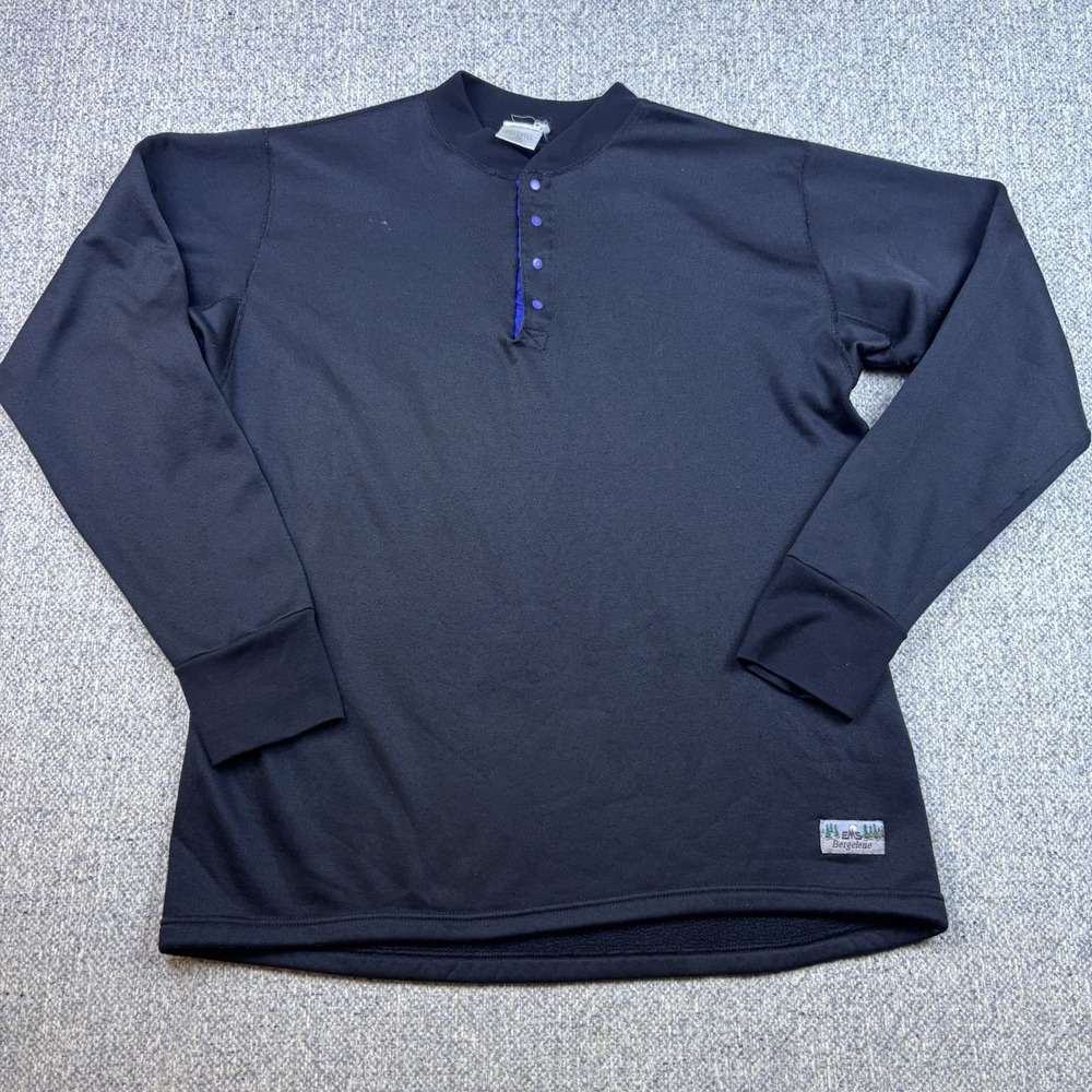 Vintage EMS Bergelene Polartec 100 Fleece Henley Made USA Mens Large Black